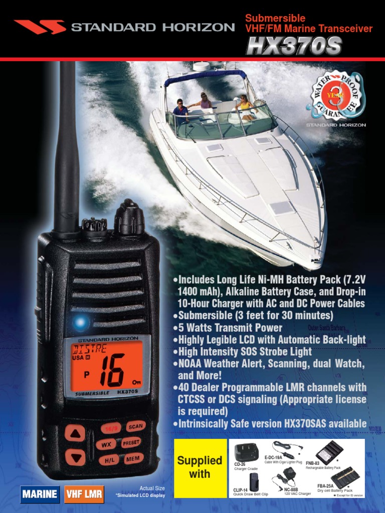 VHF Standard Horizon HX370S Download Free PDF Battery Charger