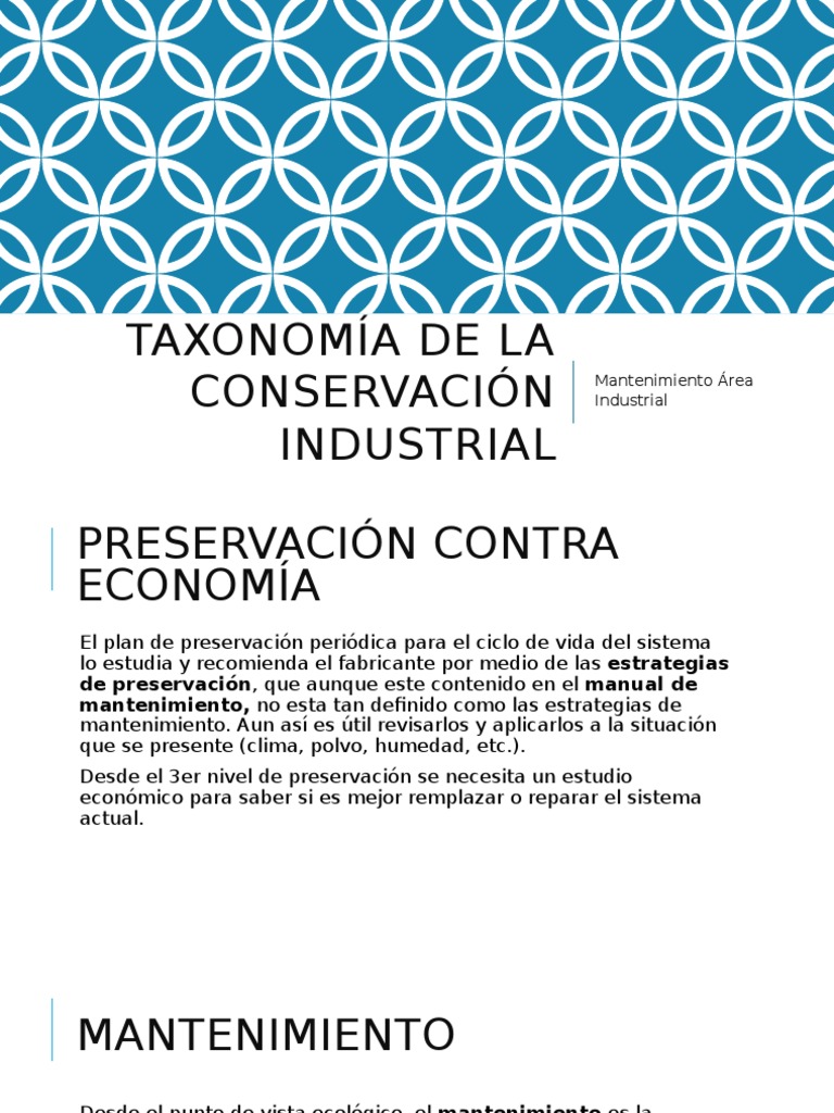 Taxonomia de La Conservacion Industrial PDF Taxonomía (biología