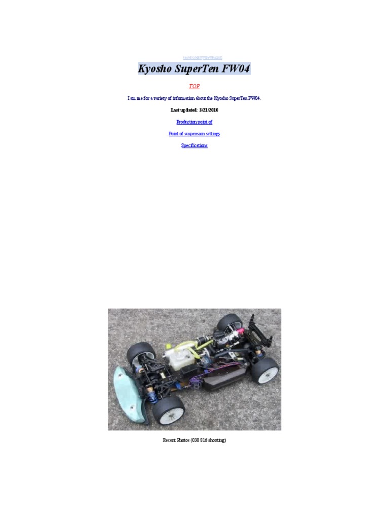KYOSHO SuperTen FW04 | PDF | Gear | Vehicle Technology