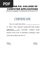 Karuna - MBA IT Lab Record