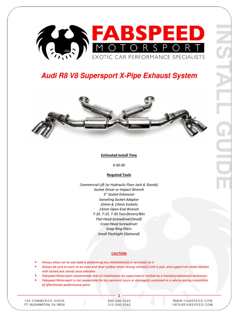 Audi R8 V8 Exhaust System Installation | PDF | Screw | Nut (Hardware)