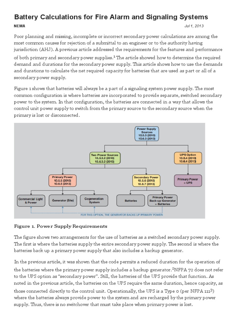 Battery Calculations for Fire Alarm and Signaling Systems Battery