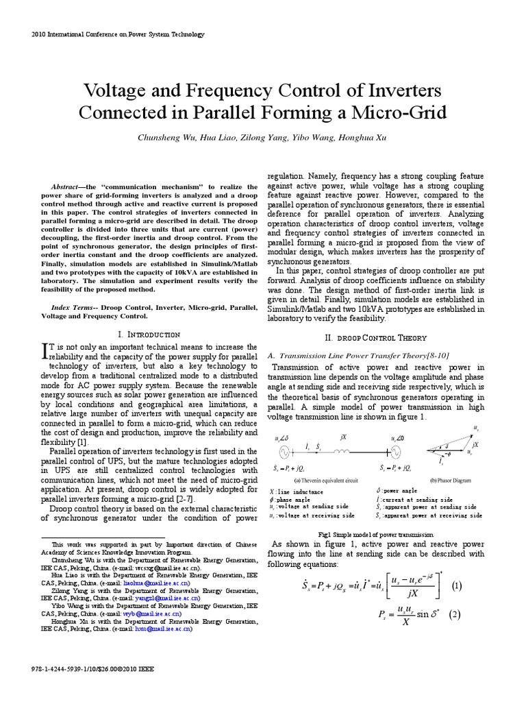 Voltage and Frequency Control of Inverters Connected in Parallel ...