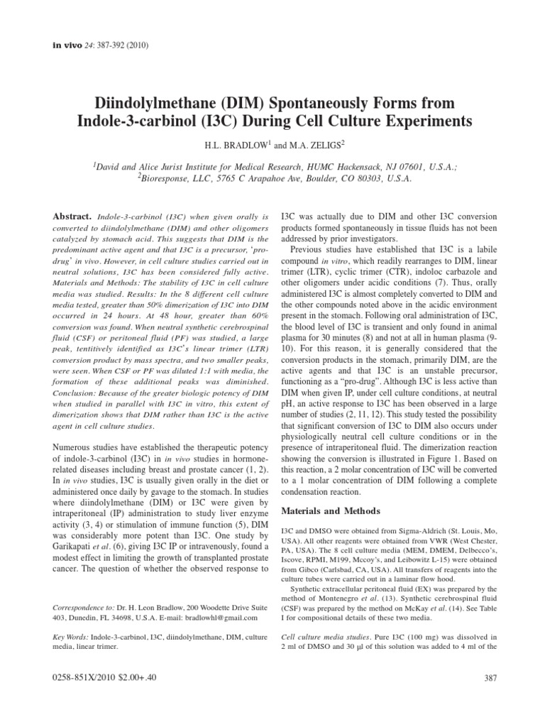 DIM Formation from Indole-3-Carbinol | PDF | Thin Layer Chromatography ...