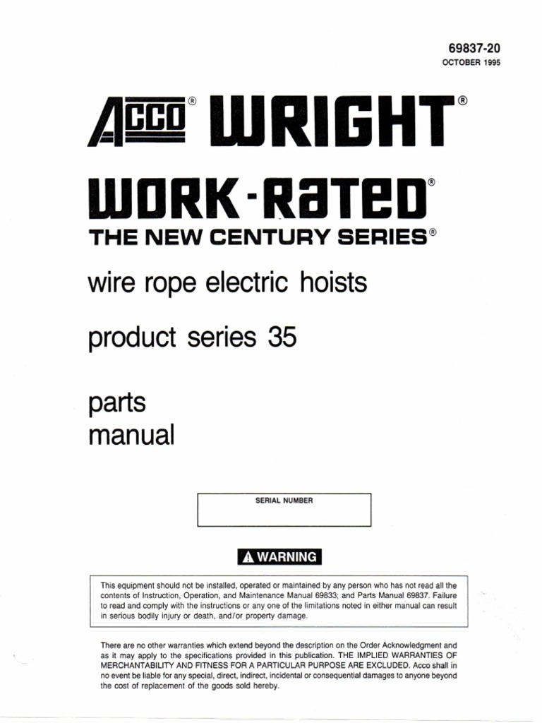 ACCO Wright Work Rated WR Manual With Product Series 35 Parts PDF