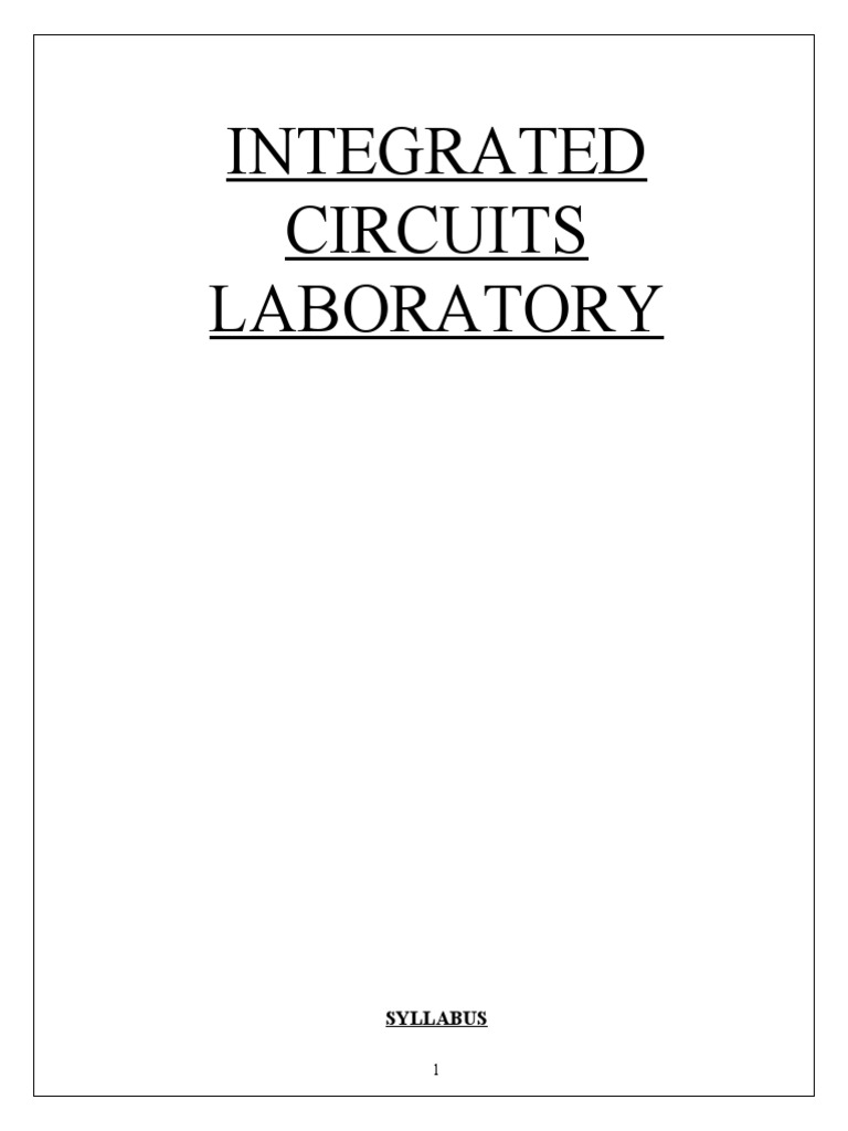 Integrated Circuits Laboratory: Syllabus | PDF | Operational Amplifier ...