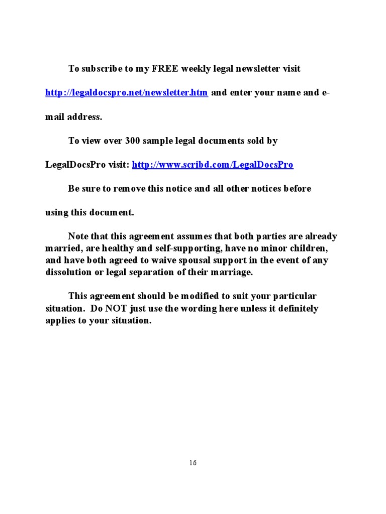 Sample Postnuptial Agreement For California  PDF  Marriage  Lawyer Within post nuptial agreement template