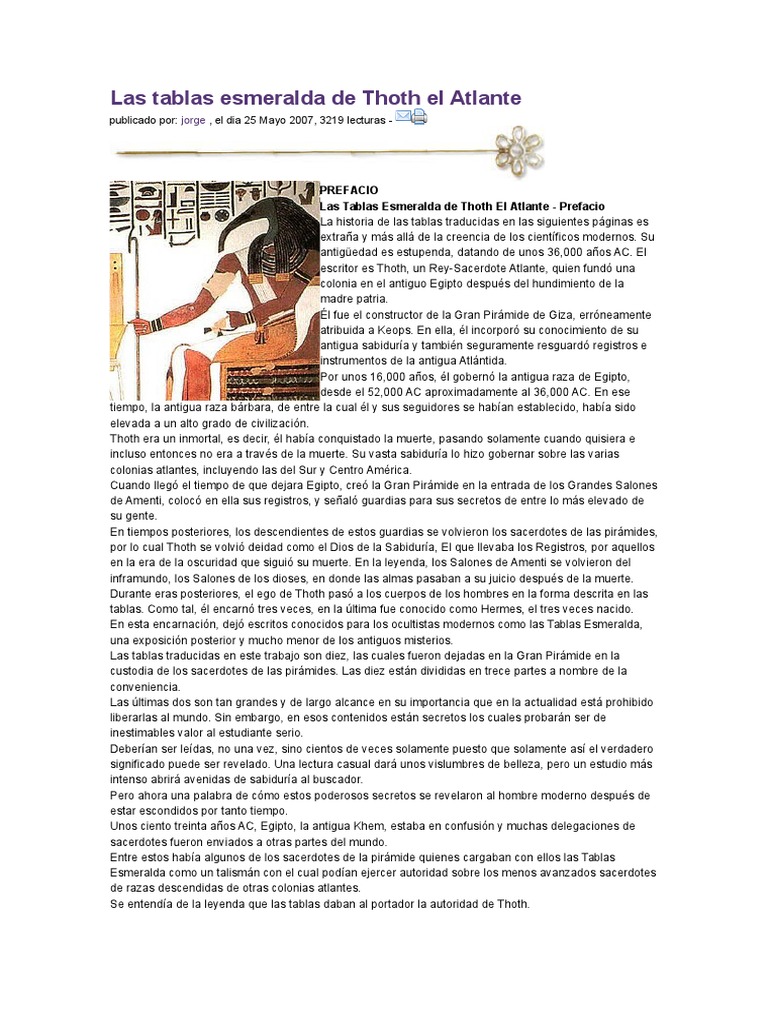 Las Tablas Esmeralda de Thoth El Atlante PDF Incendios Alma