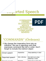 Reported Speech: Commands Offers Suggestions Advice Warnings Apologies and Complaints Remind