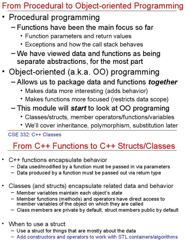 Procedural Programming: - Functions Have Been The Main Focus So Far ...