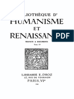 Bibliotheque d'Humanisme Et Renaissance Tome IV - 1944