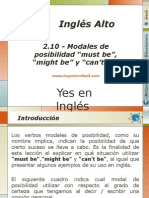 2.10.- Modales de Posibilidad “Must Be”, “Might Be” y “Can’t Be” 