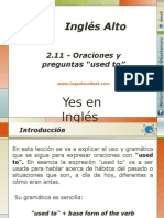 2.11.- Oraciones y Preguntas Con La Expresion “Used to”