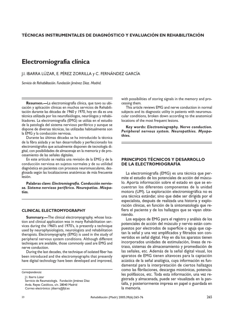 Electromiografía: Diagnóstico y Técnicas | PDF | Electromiografia ...