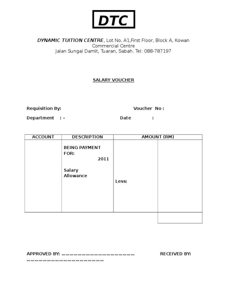 Salary Slip Blank  PDF Inside Blank Payslip Template