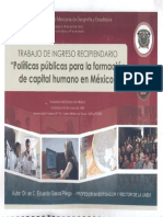 Políticas Públicas para La Formación de Capital Humano en México