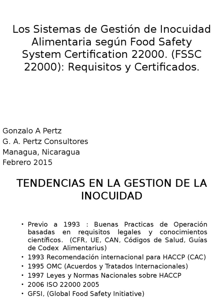 Sistemas de Inocuidad Alimentaria FSSC 22000 | PDF | Análisis de Riesgo ...