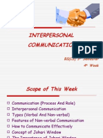 Interpersonal Communication: BS (CS) 3 Semester 4 Week