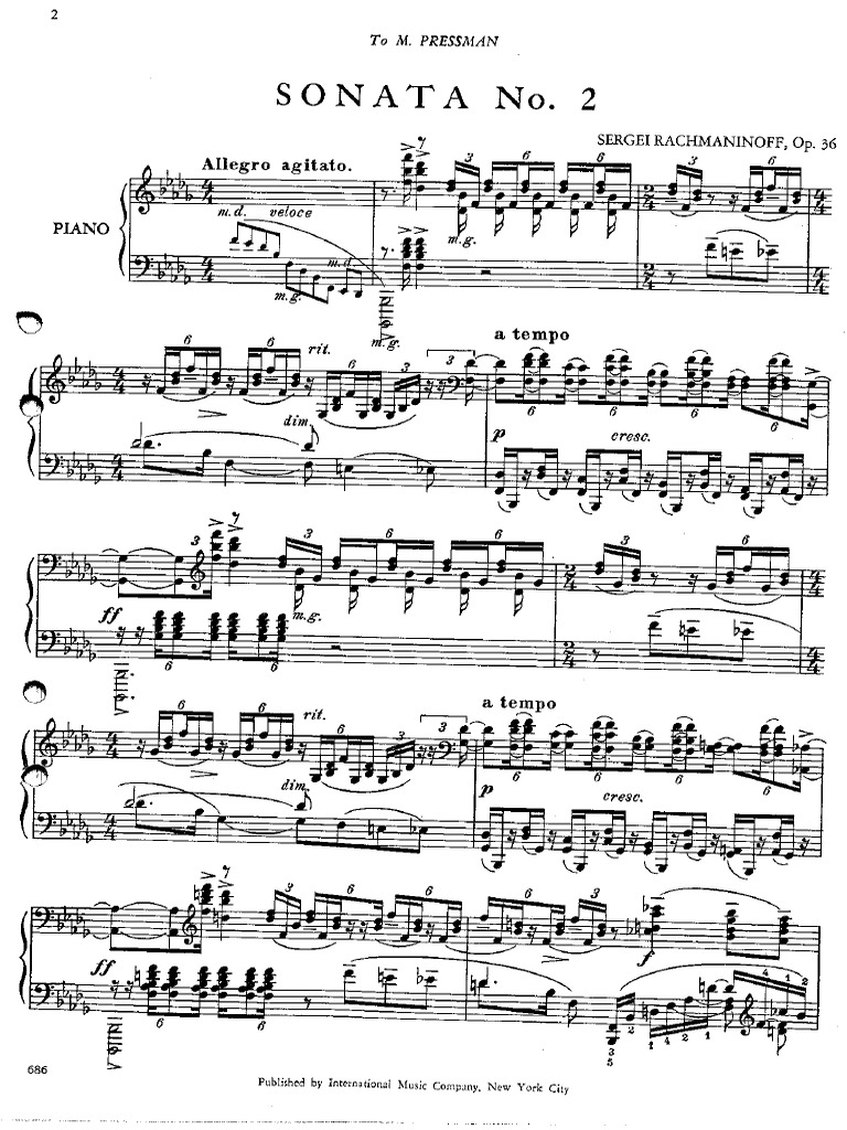 Rachmaninoff Piano Sonata No.2 Second Version PDF Instrumental Solo