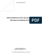 Procedimiento de Trabajo para Prueba de Hermeticidad