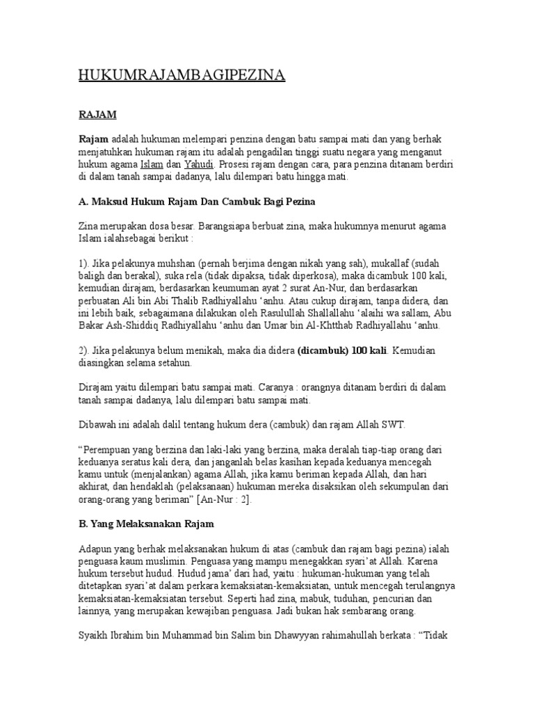 Hukum Rajam Bagi Pezina