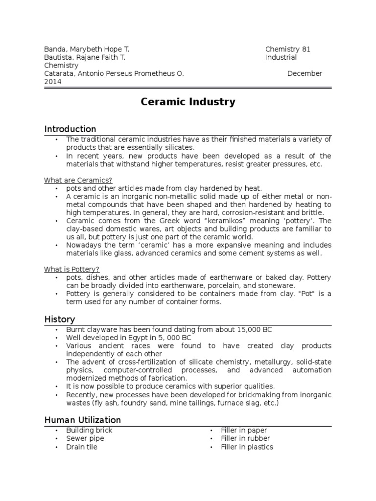 Ceramic Industry Refractory Pottery Free 30day Trial Scribd