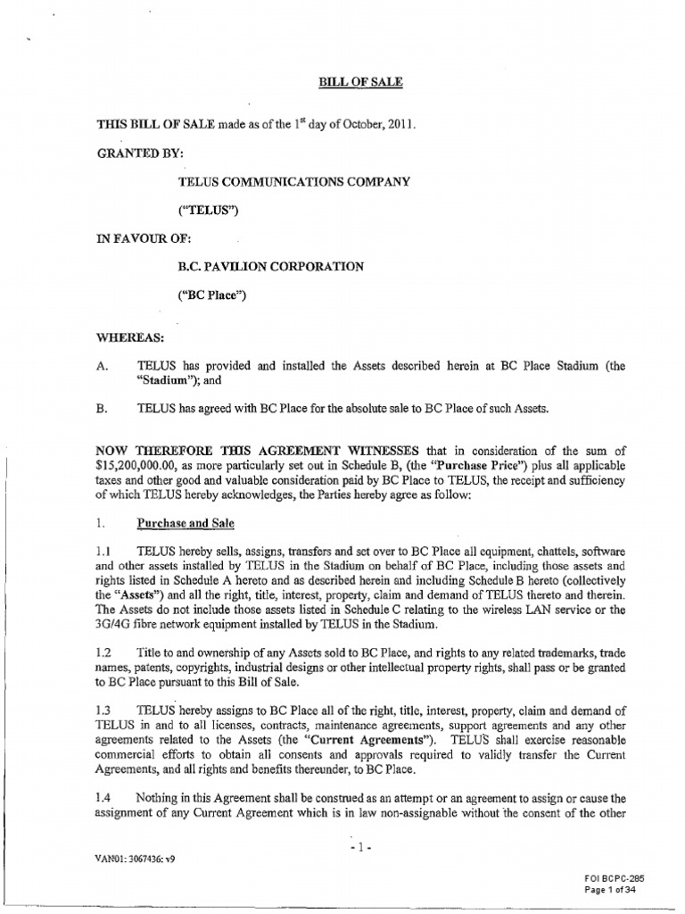 telus-bill-of-sale-for-b-c-place-stadium-pdf-audit-arbitration