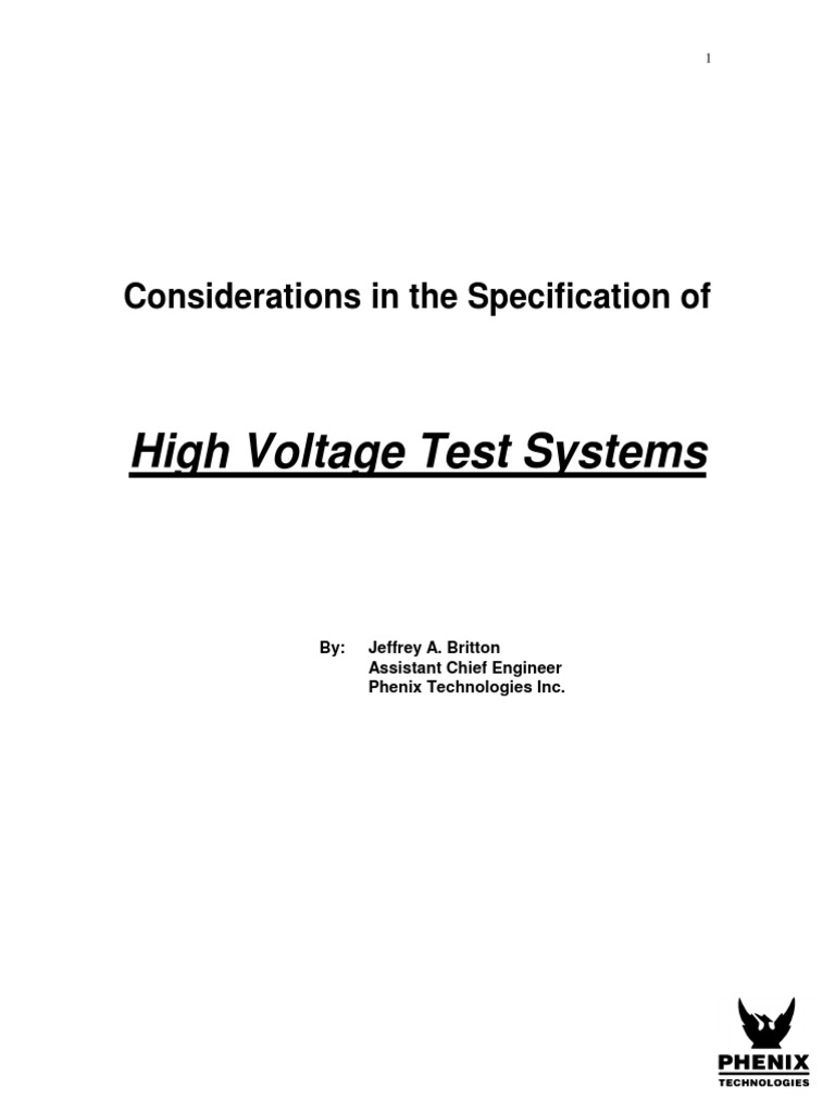 High Voltage Test System Specifications | PDF | Transformer | Capacitor