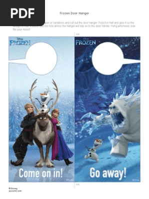 Disney Frozen Elsa Anna Olaf Marsh Door Hanger Printable 0913