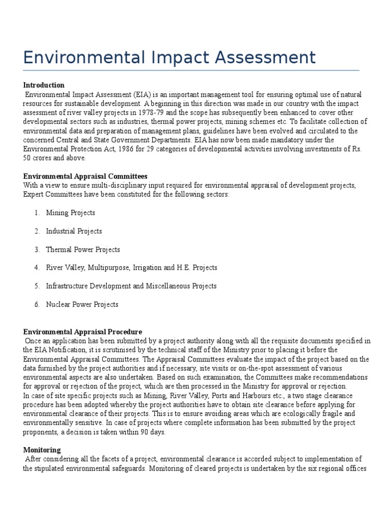 Environmental Impact Assessment Overview | PDF | Life Cycle Assessment ...