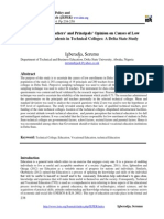 Assessment of Teachers' and Principals' Opinion On Causes of Low