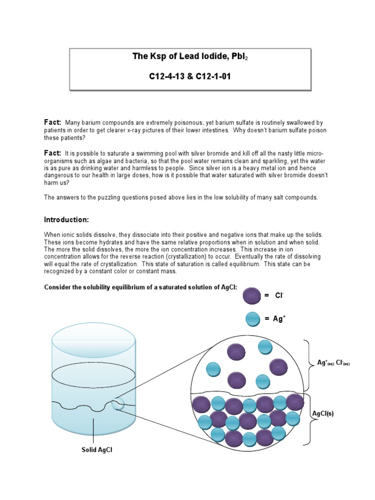 Ksp of Lead Iodide Solubility Physical Sciences