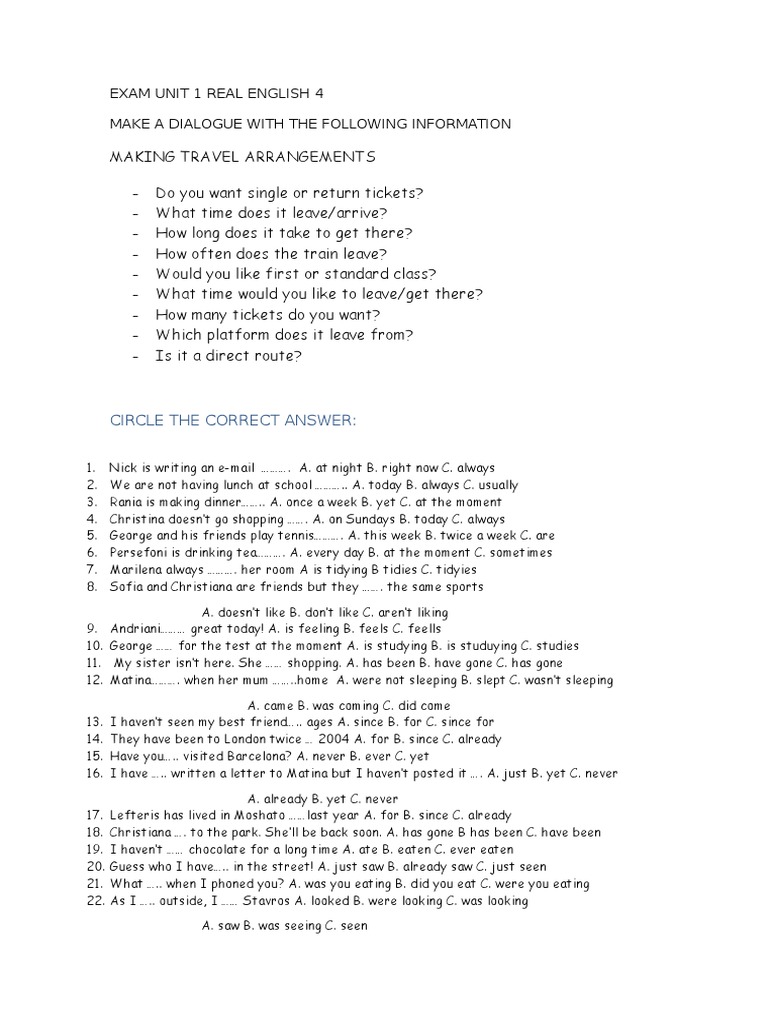 Travel Arrangements Dialogue Guide | PDF
