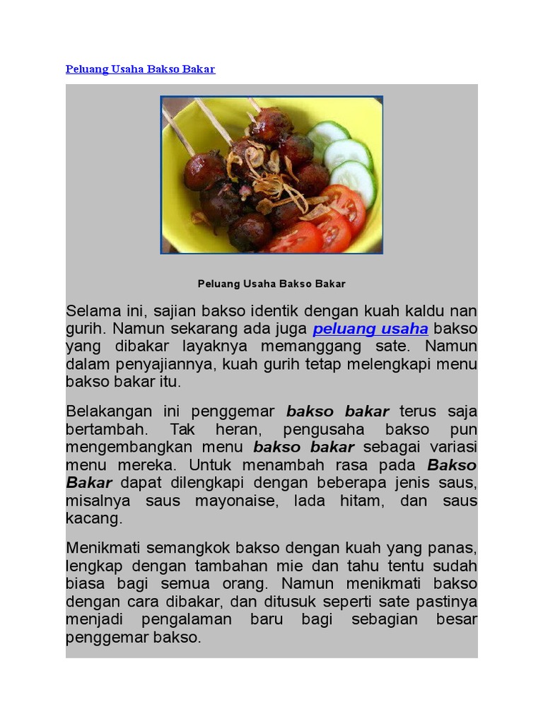 Peluang Usaha Bakso Bakar