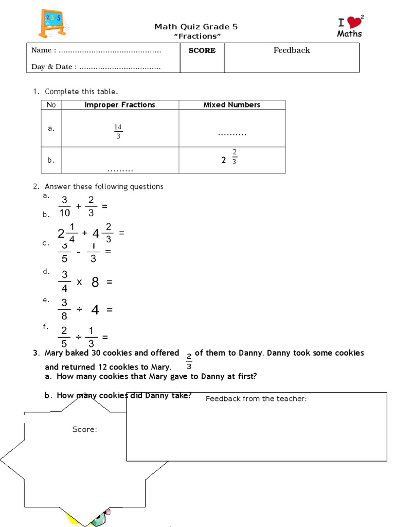 G5 Math Quiz 2 | PDF