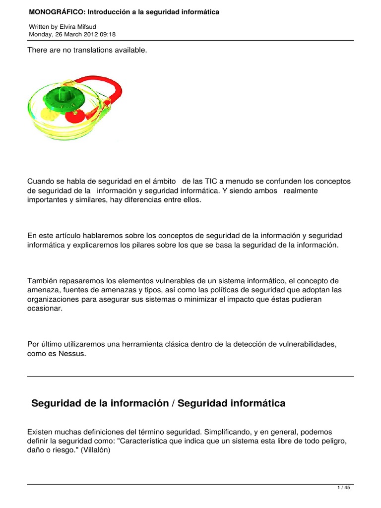 Introduccion A La Seguridad Informatica PDF PDF La seguridad informática Seguridad