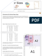 Dimensions of A Series Paper Sizes