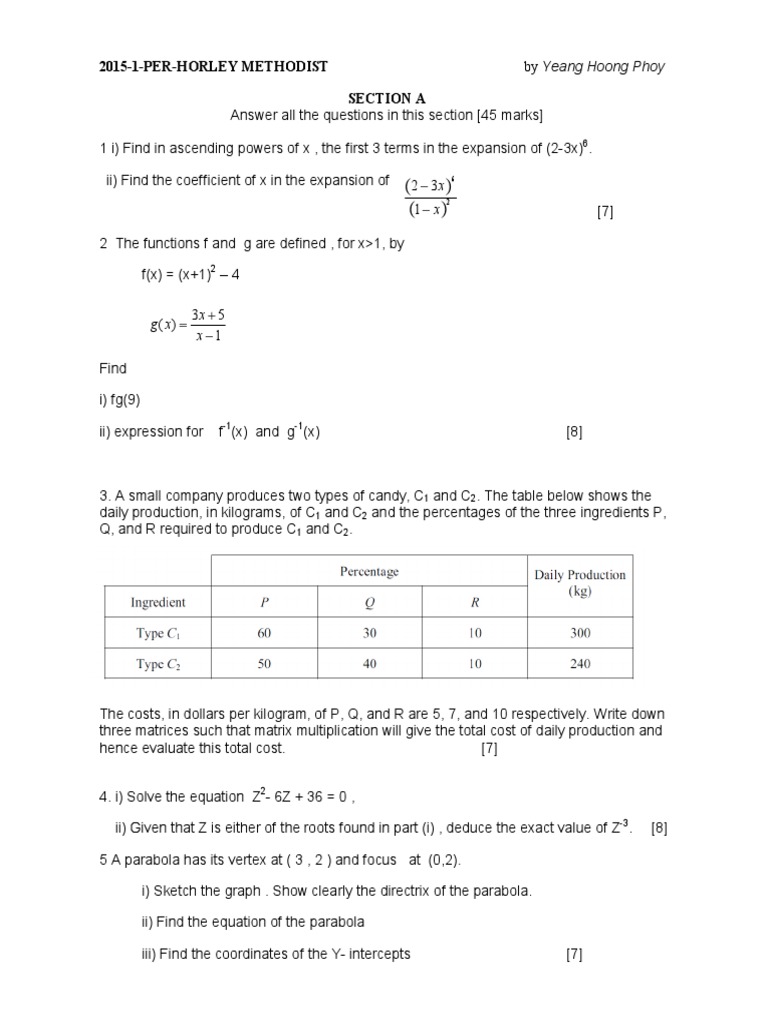 Advanced Math Problems for Students | PDF | Equations | Matrix ...