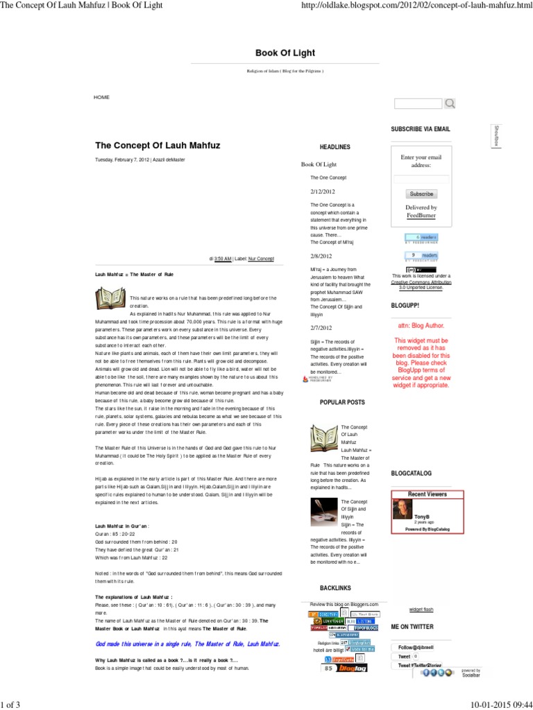 The Concept of Lauh Mahfuz Book of Light PDF Quran Islam