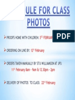 Schedule For Class Photos - Jan 2015