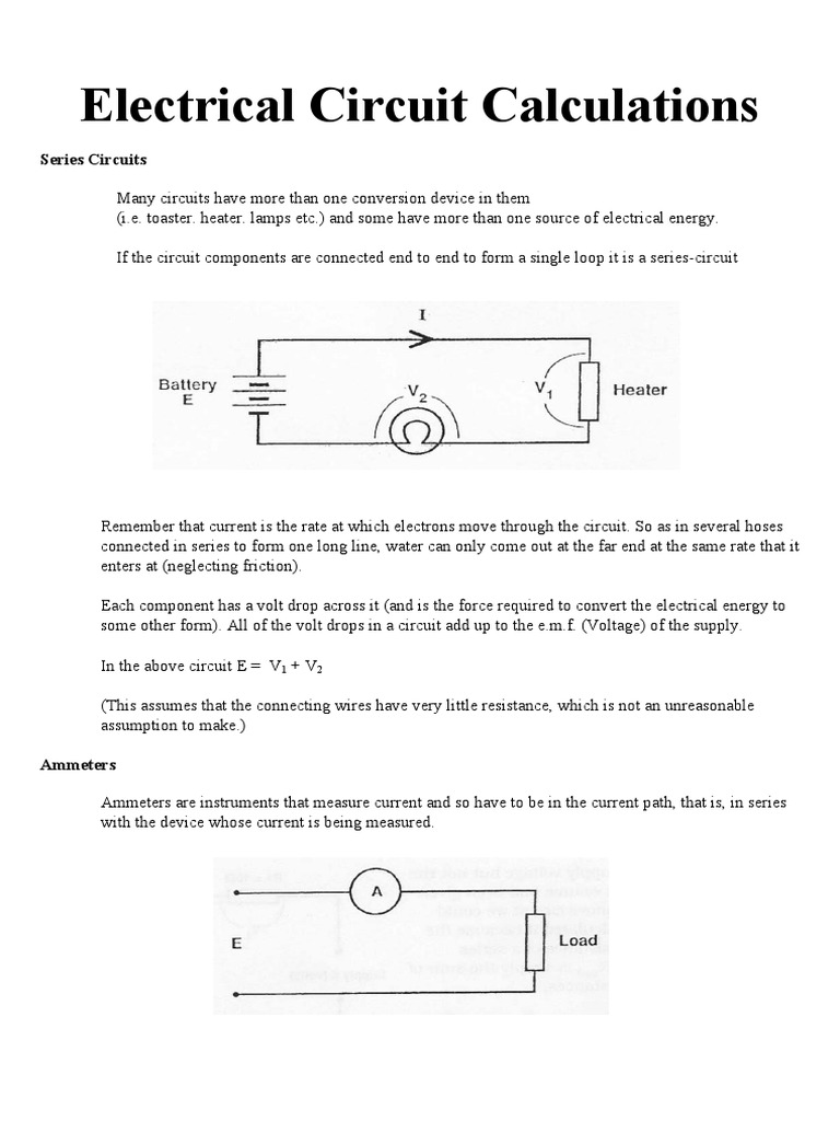 Electrical Circuit Calculations Series And Parallel Circuits Resistor