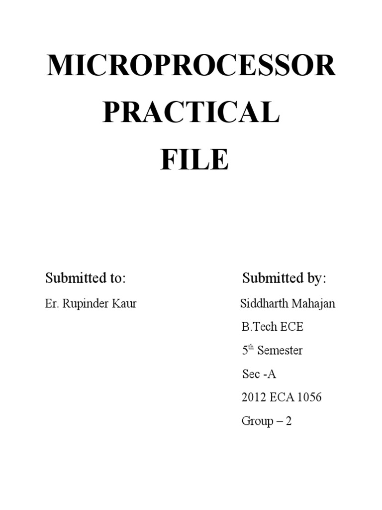 Microprocessor Practical File: Submitted To: Submitted by | PDF