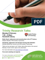Trinity Research Talks: Monday 9 February 7.00 - 8.30pm Horsforth Library