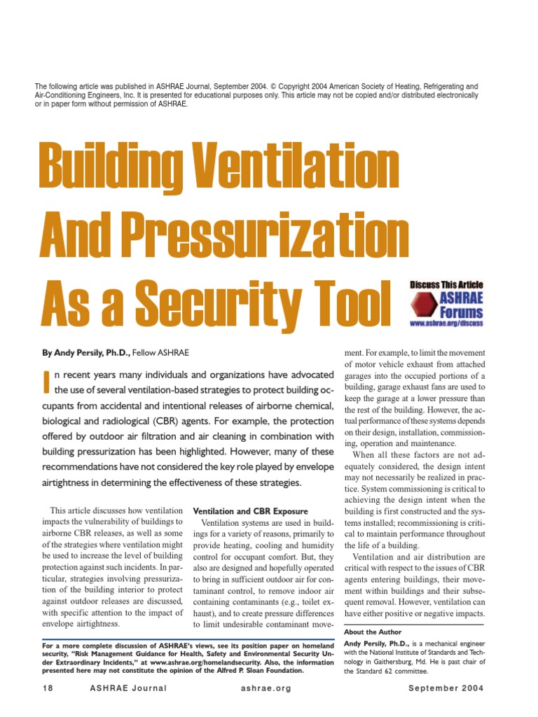 Building Ventilation and Pressurization As A Security Tool: Iiiii | PDF