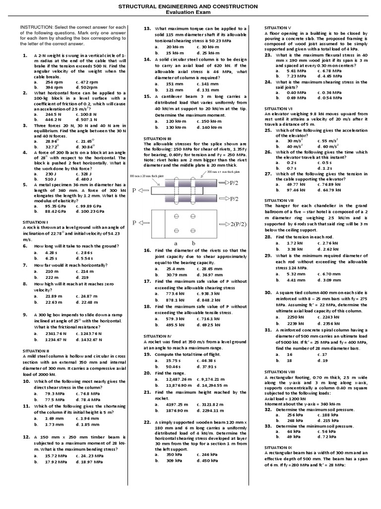 Structural Engineering Evaluation Exam | PDF | Beam (Structure ...