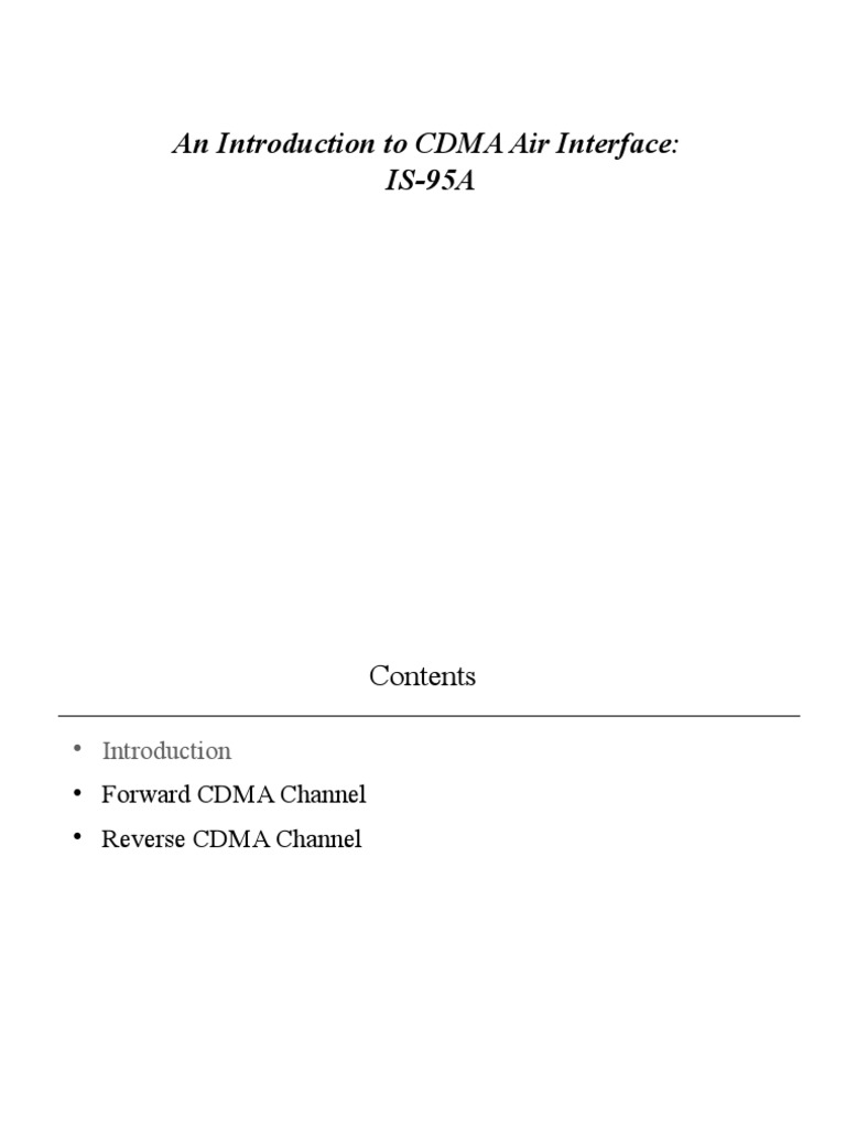 IS-95A CDMA Air Interface Overview | PDF | Wireless | Physical Layer ...