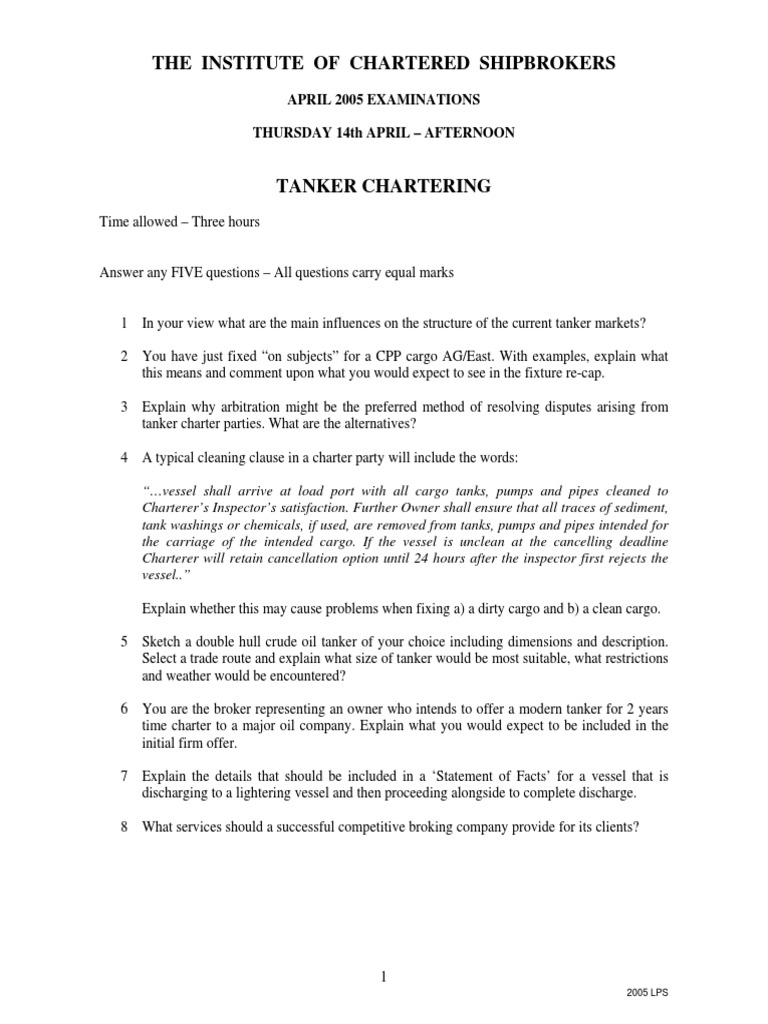 Understanding Charterer Roles in Tanker Markets | PDF