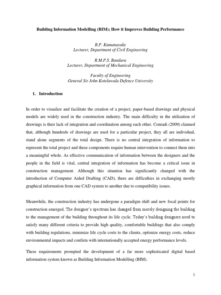 BIM: Enhancing Building Performance | PDF | Building Information ...