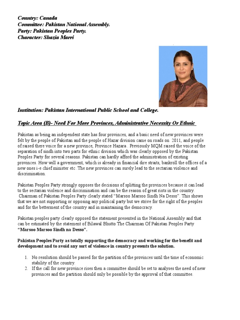 Pakistan Peoples Party's Stance on New Provinces | PDF