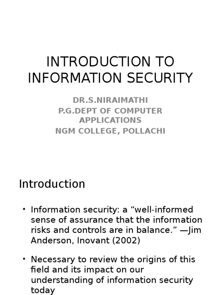 introduction of information security